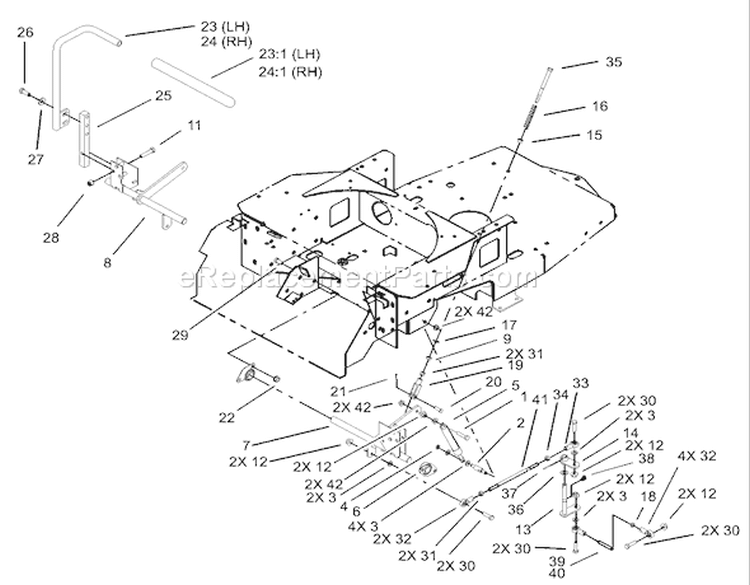 Motion Control Assembly Diagram and Parts List for 74405 230000001-230999999 - 2003 Toro Lawn Tractor