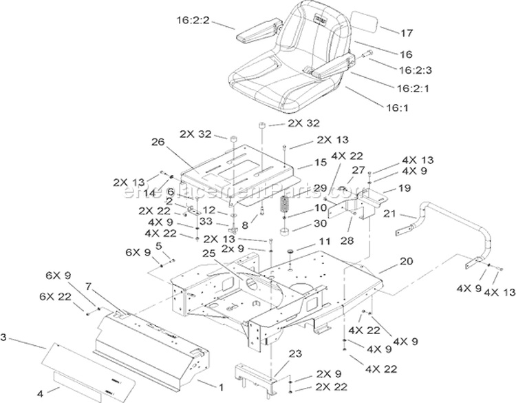 Main Frame Assembly Diagram and Parts List for 74406 260000001-260000240 - 2006 Toro Lawn Tractor