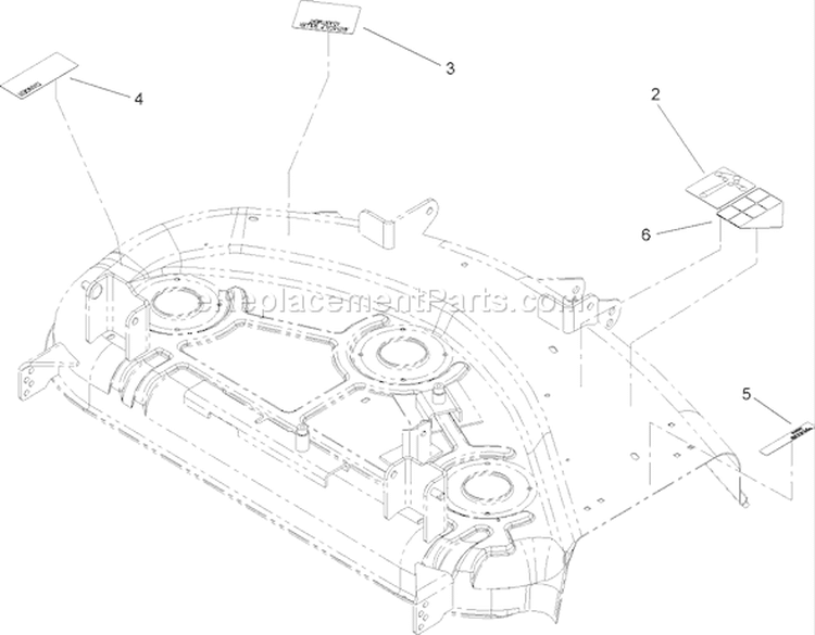 44in Deck and Decal Assembly Diagram and Parts List for 74406 260000001-260000240 - 2006 Toro Lawn Tractor