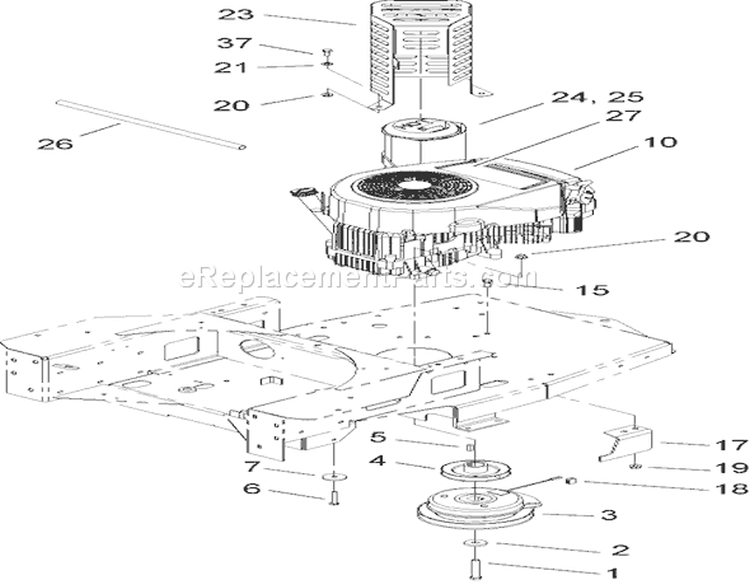 Engine and Clutch Assembly Diagram and Parts List for 74407 250000001-250999999 - 2005 Toro Lawn Tractor