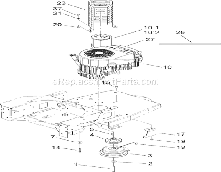 Engine and Clutch Assembly Diagram and Parts List for 74407 260000001-260999999 - 2006 Toro Lawn Tractor