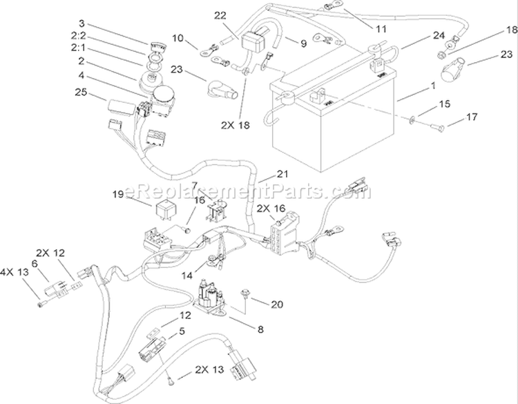 Electrical Assembly Diagram and Parts List for 74407 270000001-270999999 - 2007 Toro Lawn Tractor