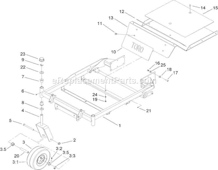 Front Frame Assembly Diagram and Parts List for 74407 270000001-270999999 - 2007 Toro Lawn Tractor
