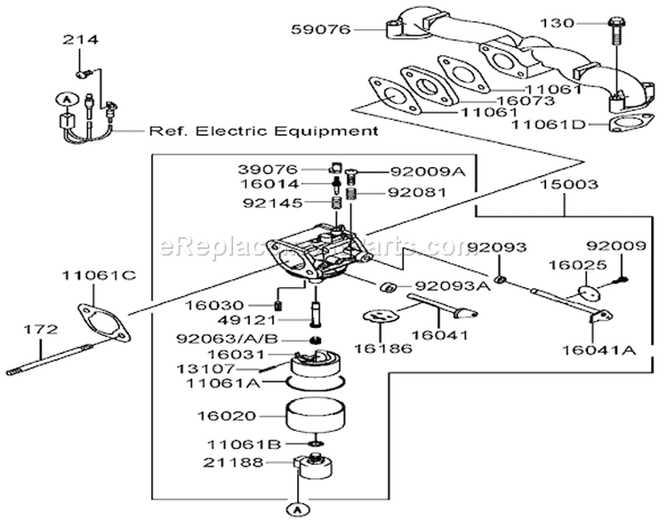 Carburetor Assembly Diagram and Parts List for 74406 260000001-260000240 - 2006 Toro Lawn Tractor