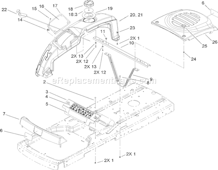 Styling Assembly Diagram and Parts List for 74419 270000001-270999999 - 2007 Toro Lawn Tractor