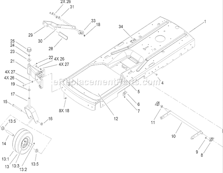 Frame Assembly Diagram and Parts List for 74402 260000001-260999999 - 2006 Toro Lawn Tractor