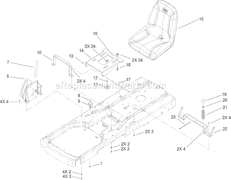 Seat Assembly Diagram and Parts List for 74402 260000001-260999999 - 2006 Toro Lawn Tractor