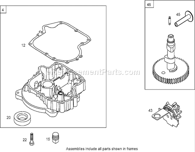 Crankcase Assembly Diagram and Parts List for 74432 270000001-270999999 - 2007 Toro Lawn Tractor