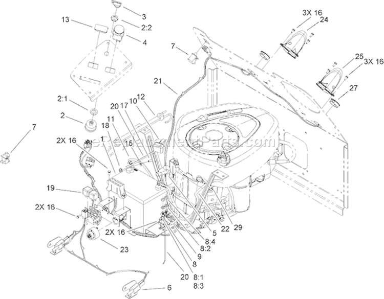 Electrical Assembly Diagram and Parts List for 74432 270000001-270999999 - 2007 Toro Lawn Tractor