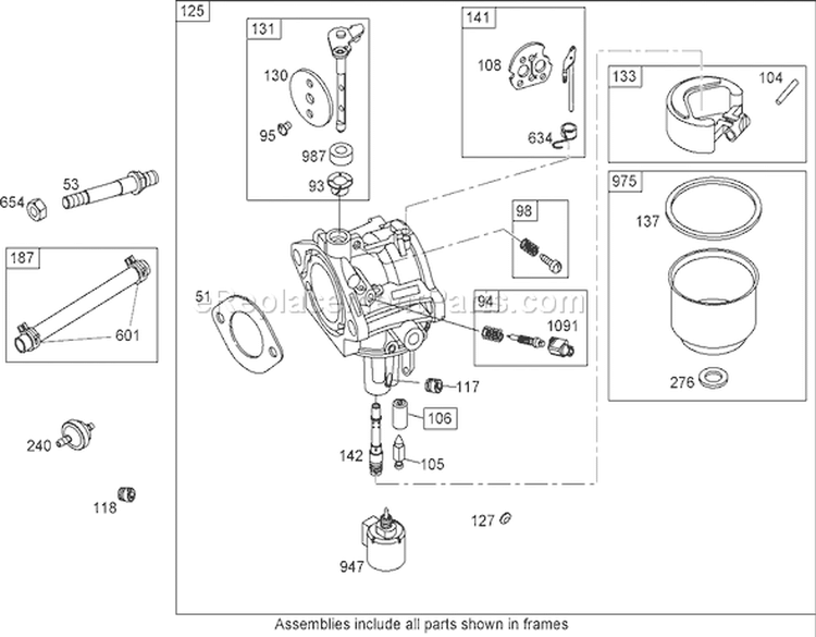 Carburetor Assembly (Keihin) Diagram and Parts List for 74432 270000001-270999999 - 2007 Toro Lawn Tractor