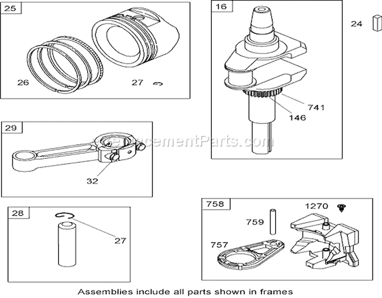 Crankshaft Assembly Diagram and Parts List for 74433 260000001-260999999 - 2006 Toro Lawn Tractor