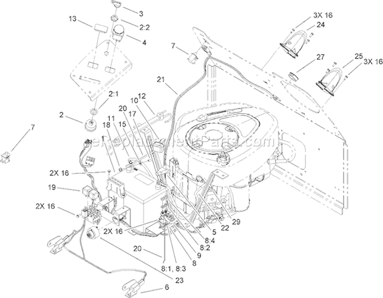Electrical Assembly Diagram and Parts List for 74433 260000001-260999999 - 2006 Toro Lawn Tractor