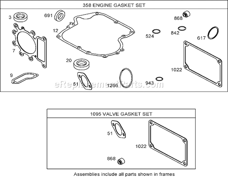 Gasket Kit Diagram and Parts List for 74433 260000001-260999999 - 2006 Toro Lawn Tractor