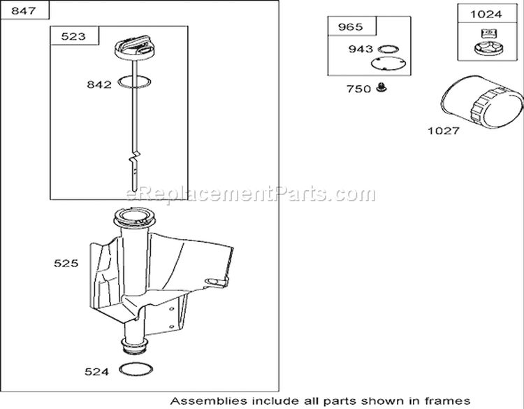 Oil Filter, Tube and Pump Assembly Diagram and Parts List for 74433 260000001-260999999 - 2006 Toro Lawn Tractor