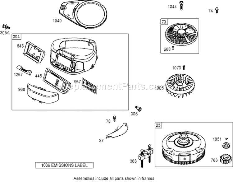 Blower Housing Assembly Diagram and Parts List for 74433 260000001-260999999 - 2006 Toro Lawn Tractor