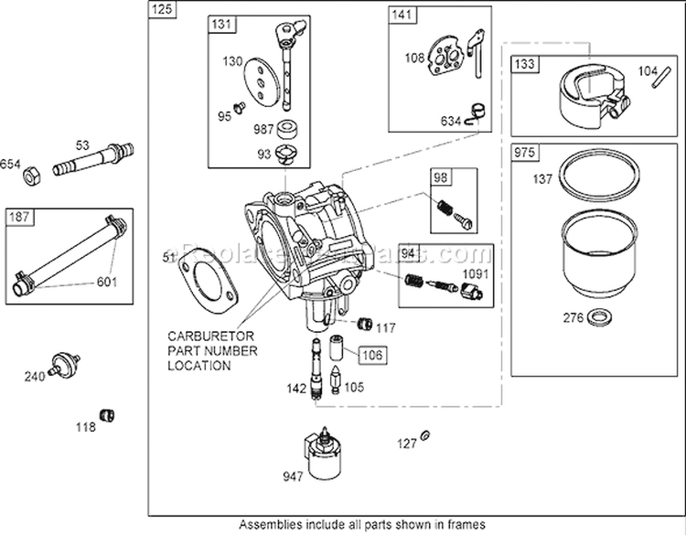 Carburetor Assembly (Keihin) Diagram and Parts List for 74433 260000001-260999999 - 2006 Toro Lawn Tractor