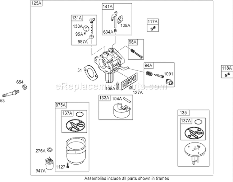 Carburetor Assembly (Nikki) Diagram and Parts List for 74433 260000001-260999999 - 2006 Toro Lawn Tractor