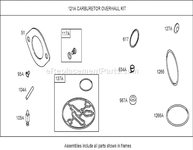 Carburetor Overhaul Kit (Nikki) Diagram and Parts List for 74433 260000001-260999999 - 2006 Toro Lawn Tractor