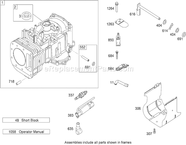 Cylinder Assembly Diagram and Parts List for 74433 290000001-290999999 - 2009 Toro Lawn Tractor