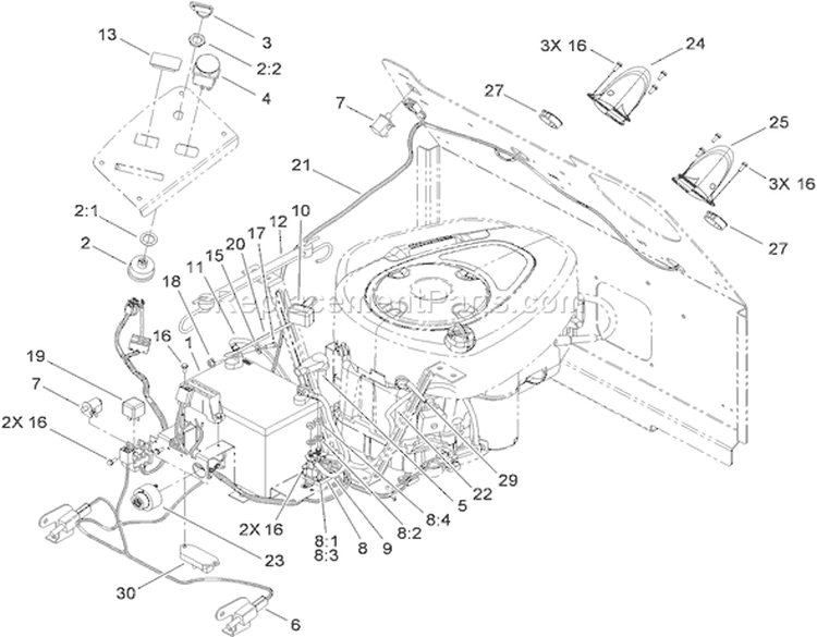 Electrical Assembly Diagram and Parts List for 74433 290000001-290999999 - 2009 Toro Lawn Tractor
