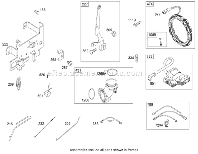 Governor Assembly Briggs and Stratton Model 31E777-0130-E1 Diagram and Parts List for 71252 290000001-290999999 - 2009 Toro Lawn Tractor