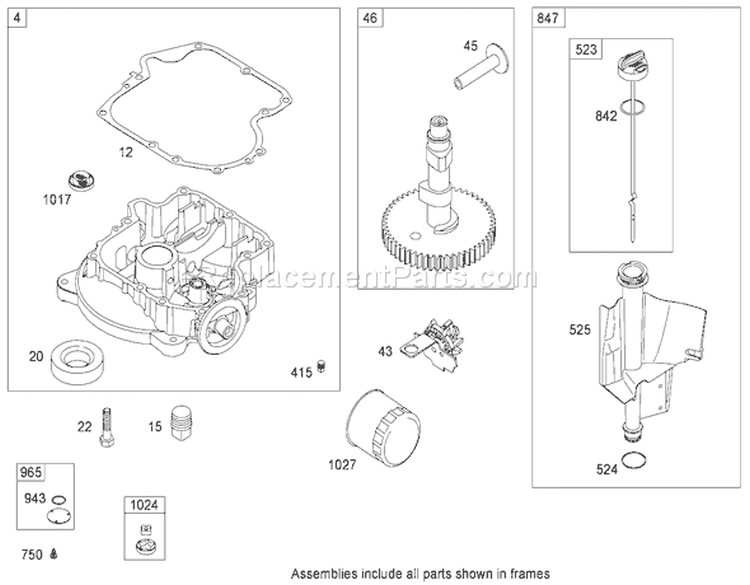 Crankcase Assembly Briggs and Stratton Model 31P777-0133-E1 Diagram and Parts List for 71253 280000001-280999999 - 2008 Toro Lawn Tractor