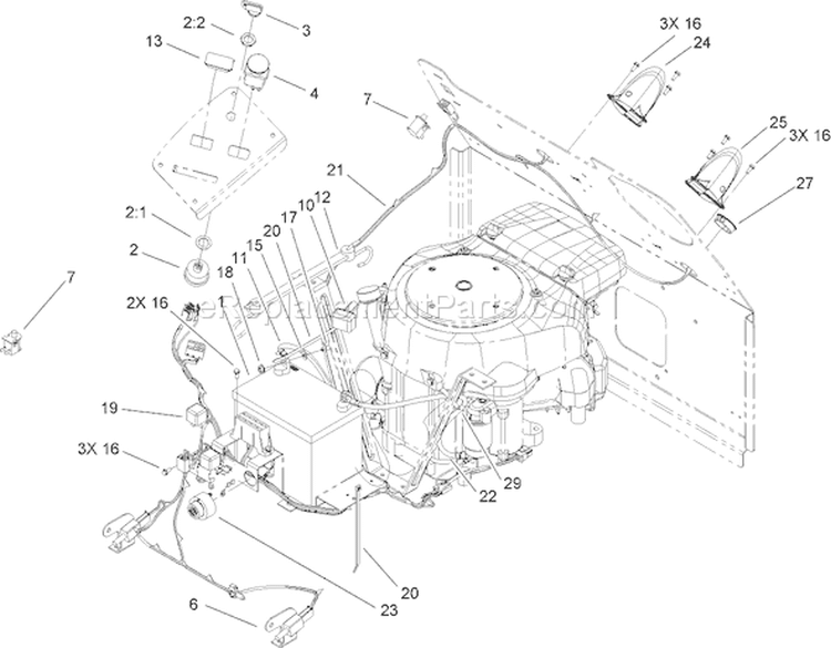 Electrical Assembly Diagram and Parts List for 74434 270000001-270999999 - 2007 Toro Lawn Tractor