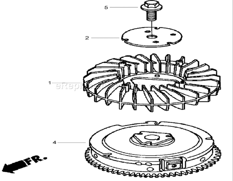 Flywheel Assembly Diagram and Parts List for 74434 270000001-270999999 - 2007 Toro Lawn Tractor