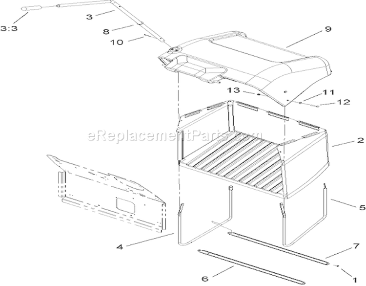 Grass Bag Assembly Diagram and Parts List for 74433 260000001-260999999 - 2006 Toro Lawn Tractor