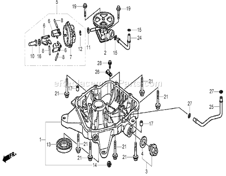 Oil Pan Assembly Diagram and Parts List for 74434 270000001-270999999 - 2007 Toro Lawn Tractor