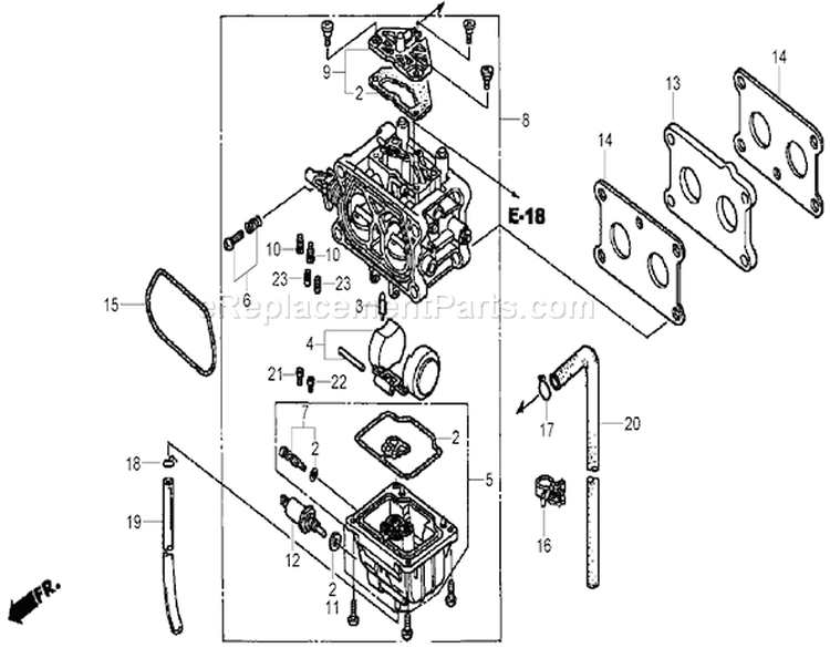 Carburetor Assembly Diagram and Parts List for 74434 270000001-270999999 - 2007 Toro Lawn Tractor