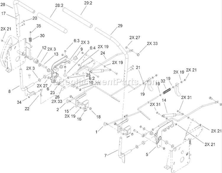 Control Assembly Diagram and Parts List for 74433 260000001-260999999 - 2006 Toro Lawn Tractor