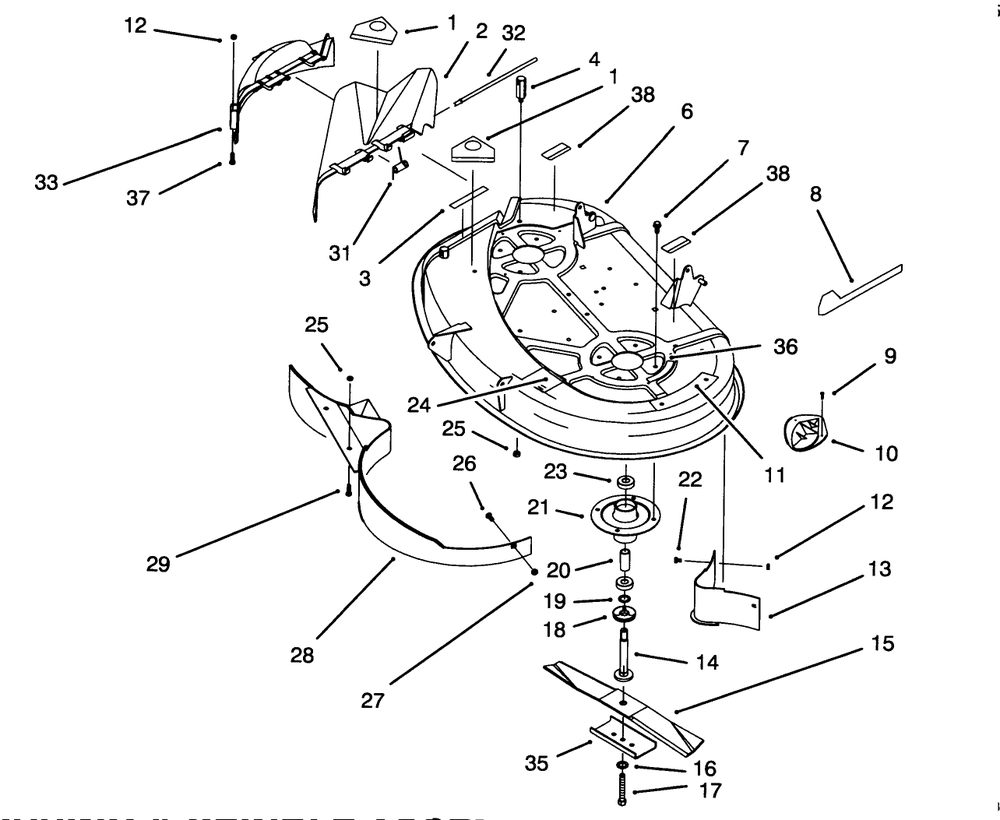Housing & Spindle Assembly (38" Cutting Unit) (Model No. 71191 Only) Diagram and Parts List for 71191 4900001 - 4999999 Toro Lawn Tractor