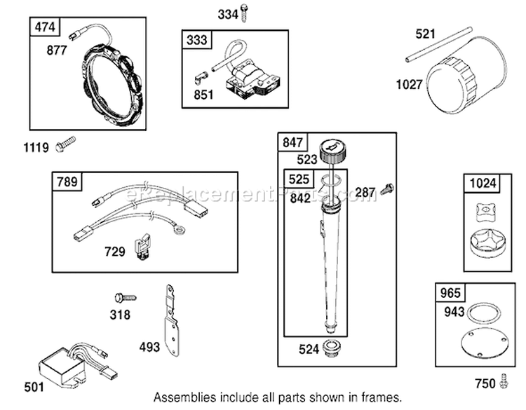 Oil Filter, Tube, And Pump Assembly Diagram and Parts List for 74501 210000001-210999999 - 2001 Toro Lawn Tractor