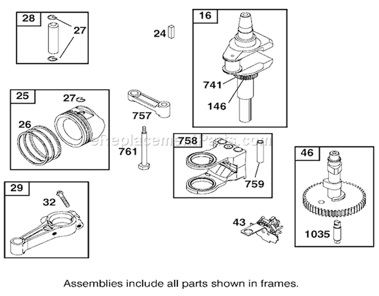 Crankshaft Assembly Diagram and Parts List for 74501 210000001-210999999 - 2001 Toro Lawn Tractor