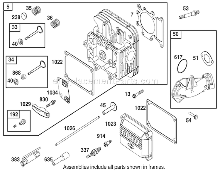 Cylinder Head Assembly Diagram and Parts List for 74501 210000001-210999999 - 2001 Toro Lawn Tractor