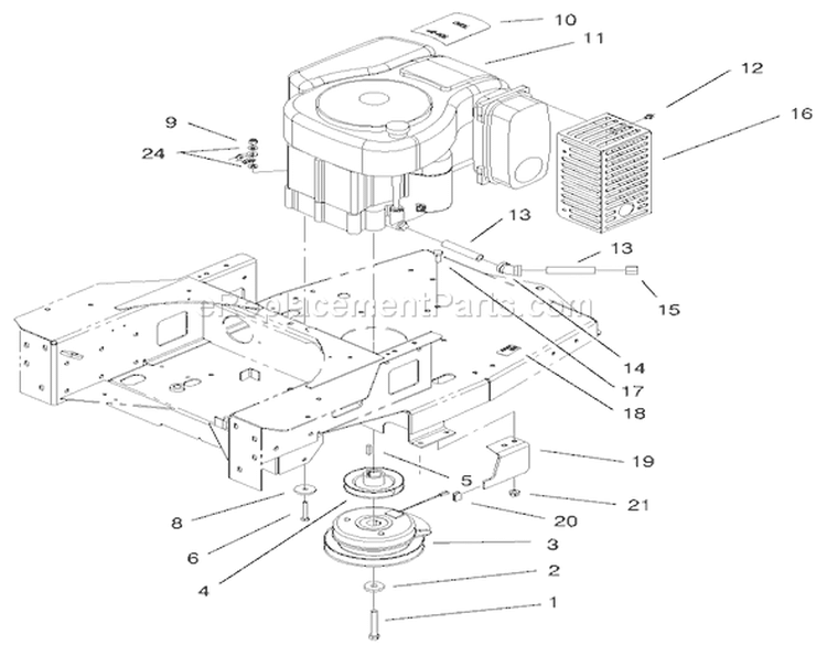Engine and Clutch Assembly Diagram and Parts List for 74501 220000001-220999999 - 2002 Toro Lawn Tractor