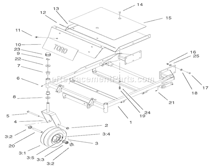 Front Frame Assembly Diagram and Parts List for 74501 220000001-220999999 - 2002 Toro Lawn Tractor