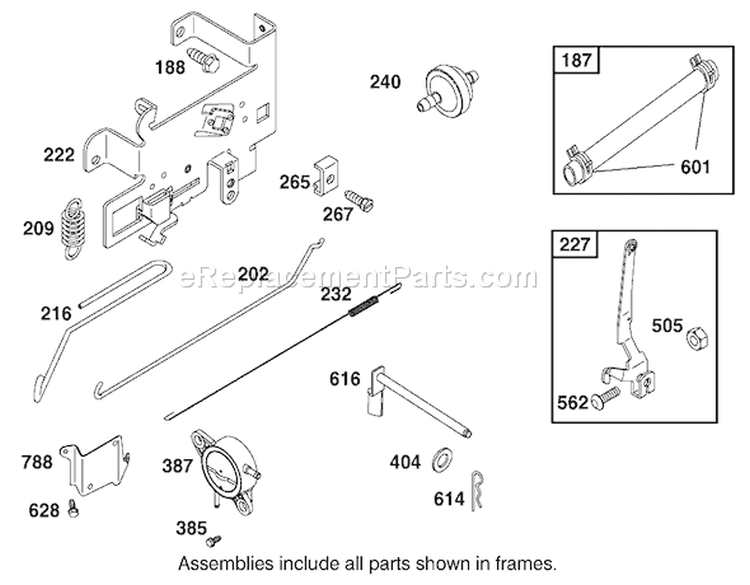 Governor Assembly Diagram and Parts List for 74501 220000001-220999999 - 2002 Toro Lawn Tractor