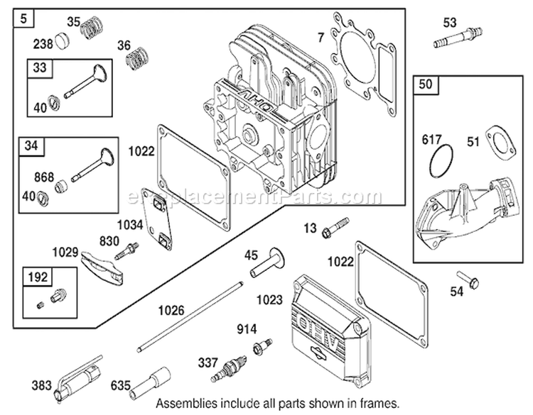 Cylinder Head Assembly Diagram and Parts List for 74501 220000001-220999999 - 2002 Toro Lawn Tractor