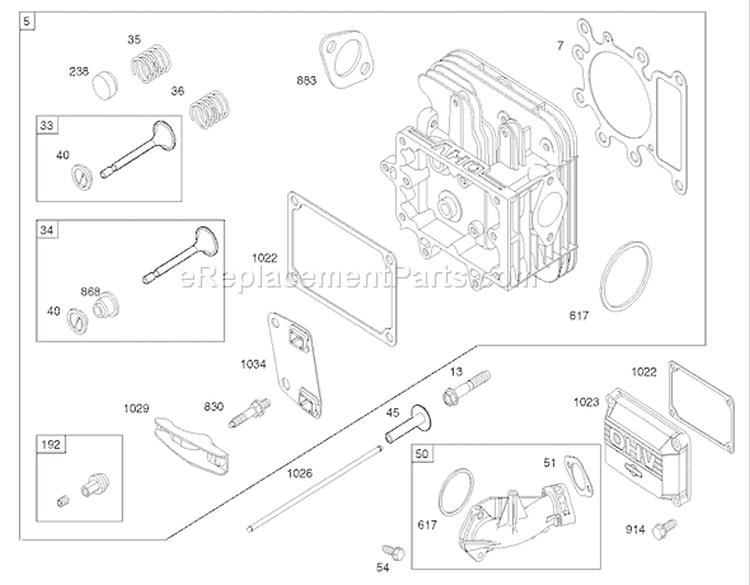 Cylinder Head Assembly Diagram and Parts List for 74502 220000001-220999999 - 2002 Toro Lawn Tractor