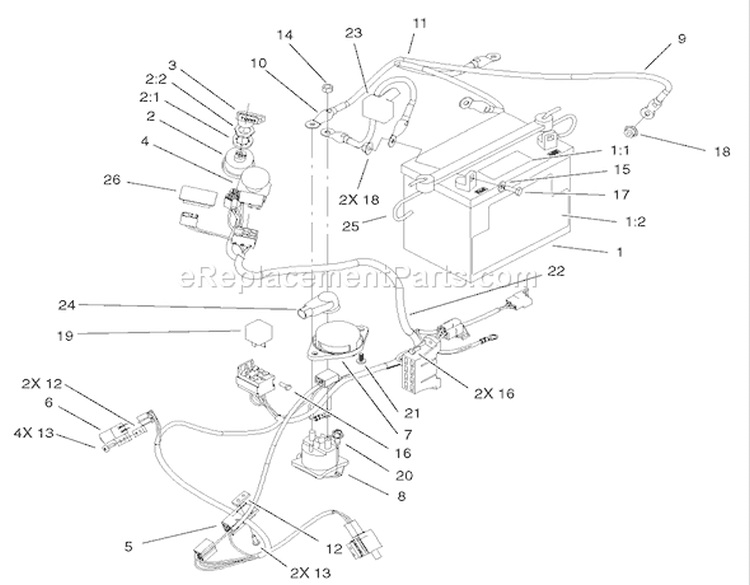Electrical Assembly Diagram and Parts List for 74502 220000001-220999999 - 2002 Toro Lawn Tractor