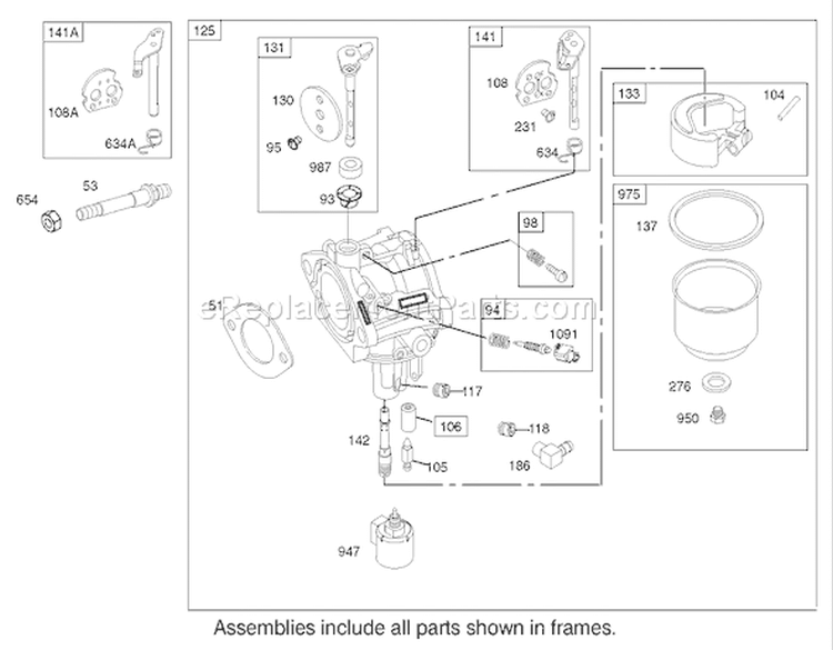Carburetor Assembly Diagram and Parts List for 74502 220000001-220999999 - 2002 Toro Lawn Tractor