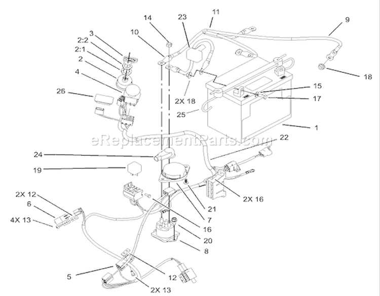 Electrical Assembly Diagram and Parts List for 74502 230000001-230999999 - 2003 Toro Lawn Tractor