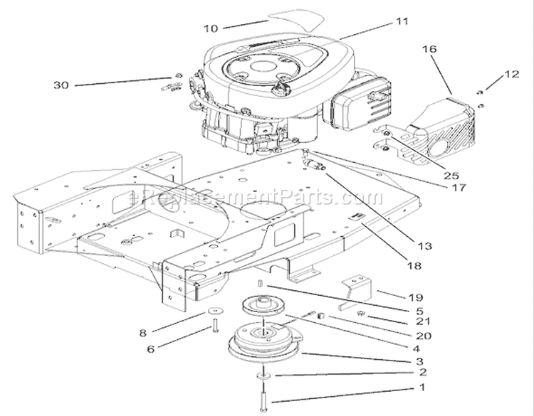 Engine and Clutch Assembly Diagram and Parts List for 74502 230000001-230999999 - 2003 Toro Lawn Tractor