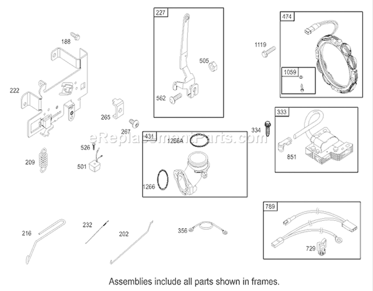 Governor Assembly Engine Diagram and Parts List for 74502 230000001-230999999 - 2003 Toro Lawn Tractor