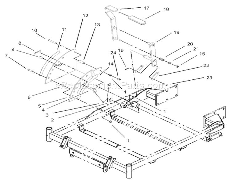 Height-of-Cut Handle and Plate Assembly Diagram and Parts List for 74502 230000001-230999999 - 2003 Toro Lawn Tractor