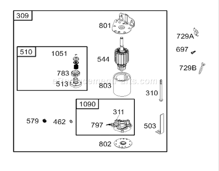 Starter Assembly Engine Diagram and Parts List for 74502 230000001-230999999 - 2003 Toro Lawn Tractor