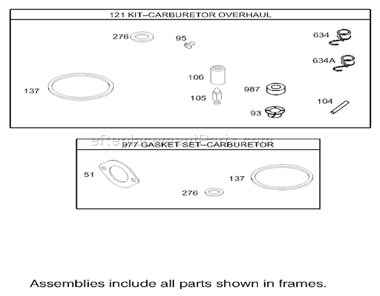Carburetor Overhaul Kit Assembly Engine Diagram and Parts List for 74502 230000001-230999999 - 2003 Toro Lawn Tractor