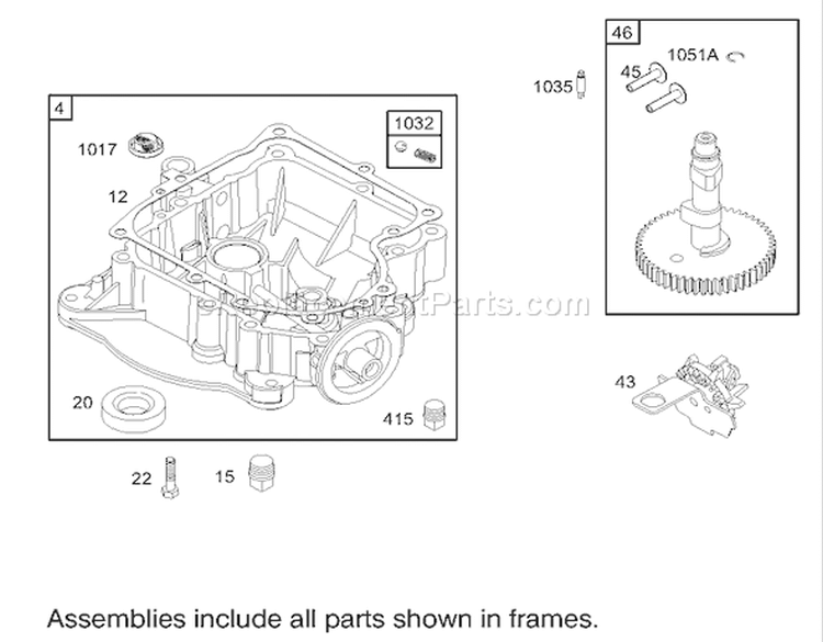 Crankcase Assembly Engine Diagram and Parts List for 74502 230000001-230999999 - 2003 Toro Lawn Tractor
